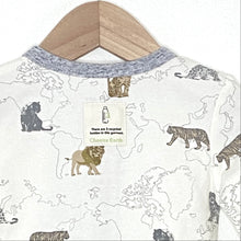 Load image into Gallery viewer, Big Cats printed footie in sustainable fabric - NEW for Spring 2025