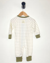 Load image into Gallery viewer, Turtle coverall printed on our green and natural stripe - NEW for Spring 2025