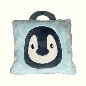 Plush Penguin case with attached blanket inside