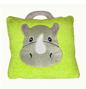 Plush Rhino case with attached blanket inside
