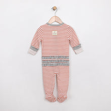 Load image into Gallery viewer, Stripe terra cotta ruffle footie - MeOMyEarth