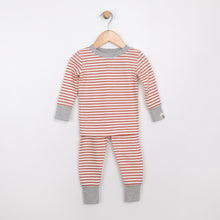 Load image into Gallery viewer, Stripe Terra Cotta PJ set in infant-toddler sizes - MeOMyEarth