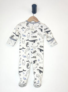 Marine Life printed footie in sustainable fabric