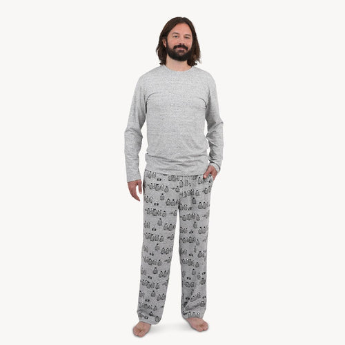 Penguin Pajama set, Long sleeve shirt with elastic waist pant, Adult