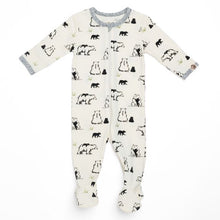 Load image into Gallery viewer, NEW Print - Black Bear Family footie in eco-friendly fabric