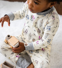 Load image into Gallery viewer, Native wildflower and insect pollinator print 2pc infant/toddler tight fitting pajama set