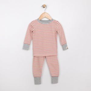 Stripe Terra Cotta PJ set in infant-toddler sizes - MeOMyEarth