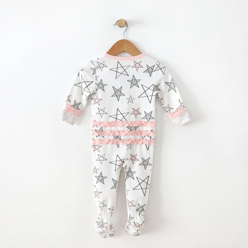Star Delight Footie with Ruffle - Pink
