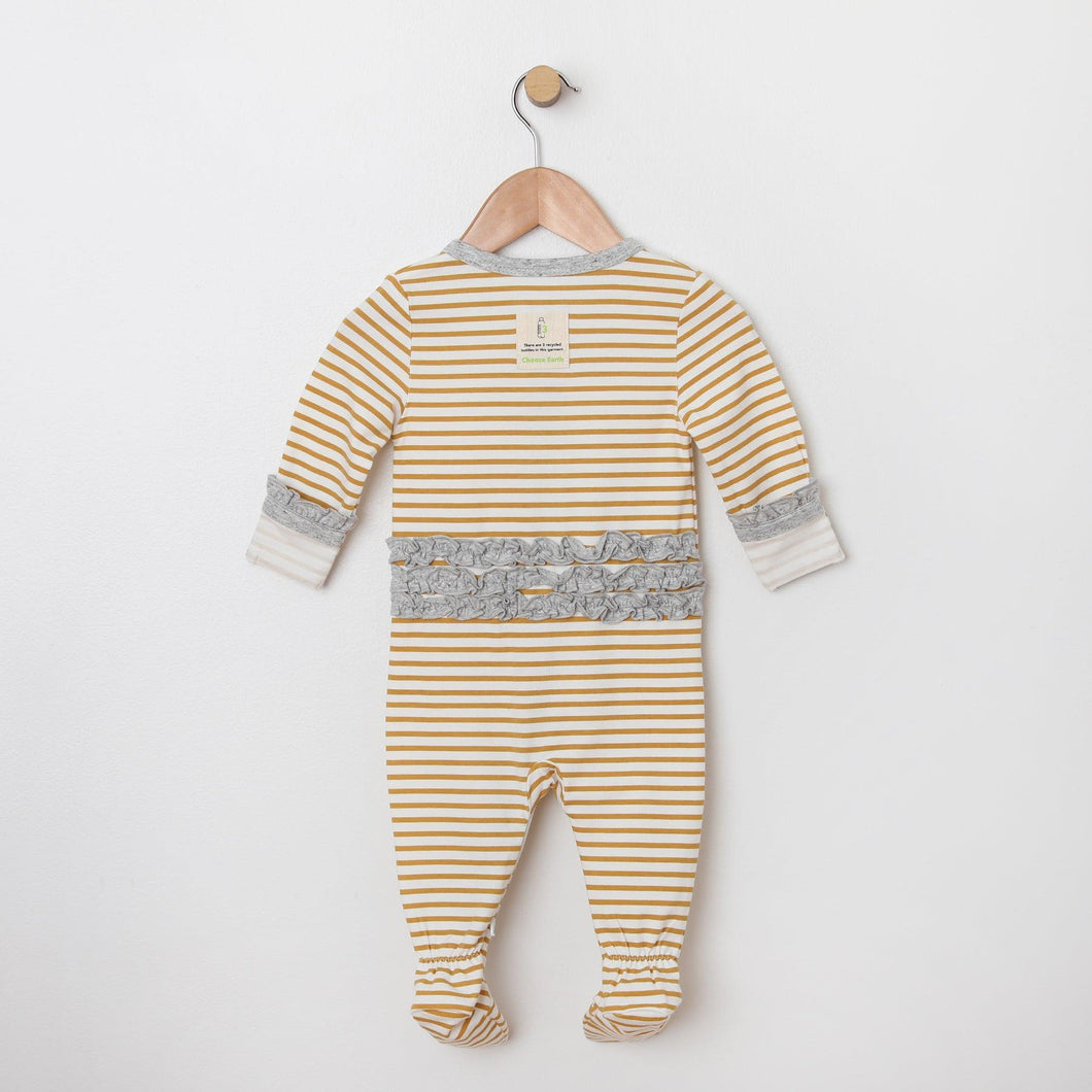 Stripe Footie with Ruffle